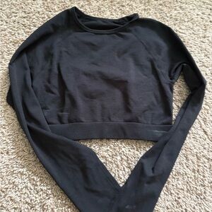 Black Long Sleeve Crop Top